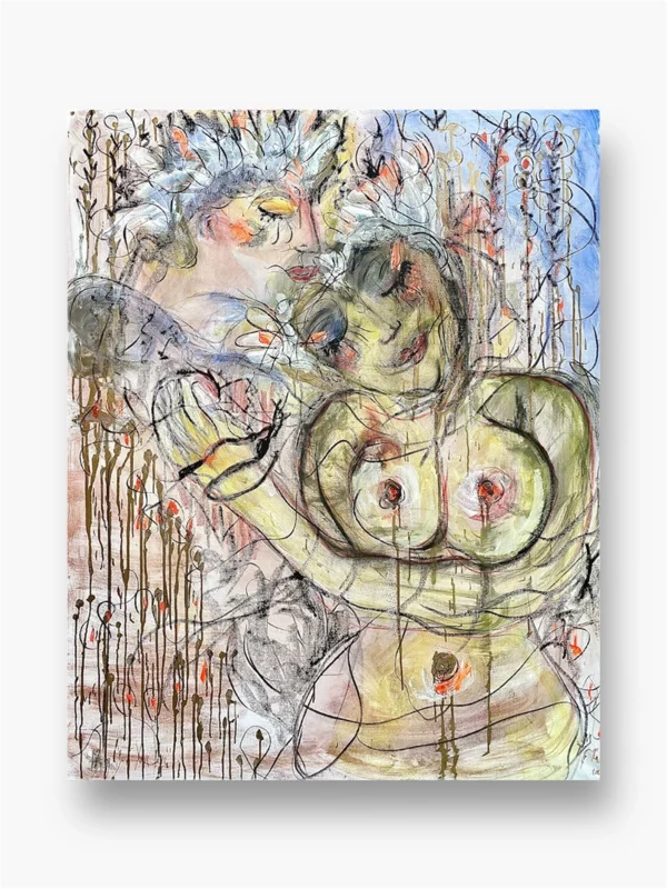 Peinture contemporaine "Soif de Tendresse" d'Émilie Teillaud : une quête poétique de douceur